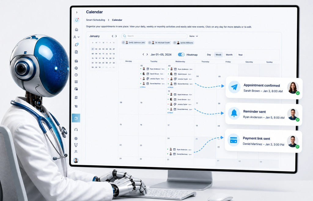 Tom AI gerenciando agenda inteligente com confirmações, lembretes e links de pagamento