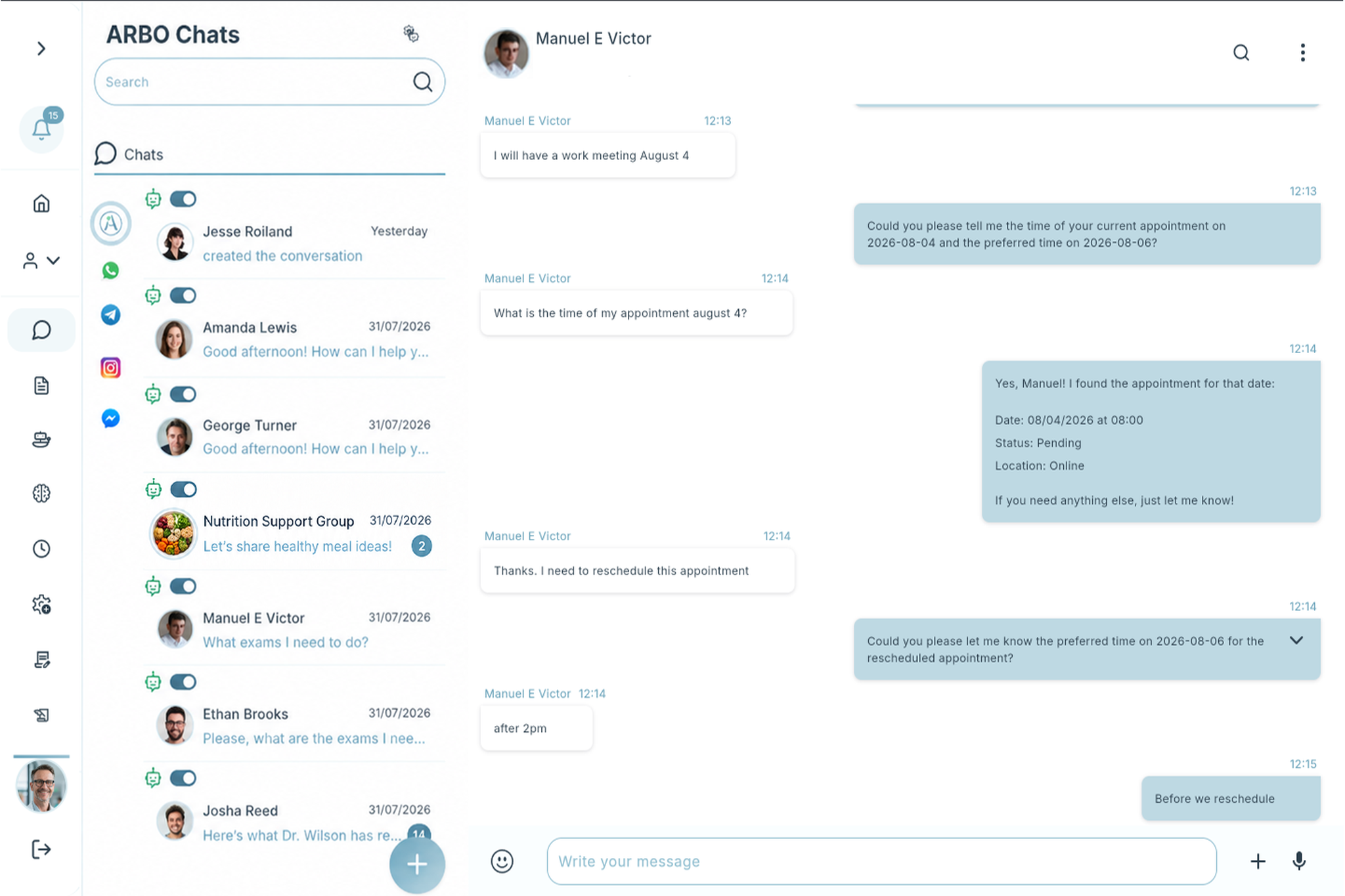 ARBO Chats com conversas multicanal